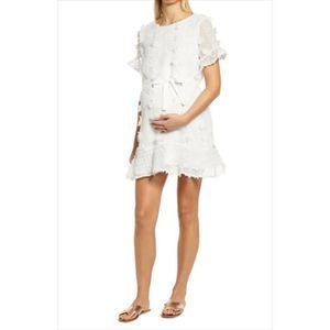 SAVI MOM NEW Aurora Embellished Maternity Dress in White Large